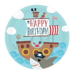 Ahoi, Happy Birthday - Kindergeburtstags-Set (65-teilig) Teller Becher Dekoration Geburtstag Piraten
