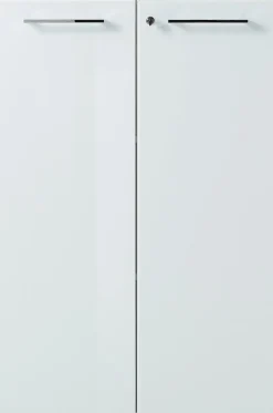 Aktenschrank "Muenchen" Glasfront Soft-Close Abschließbar, Weiß 80x37x120cm