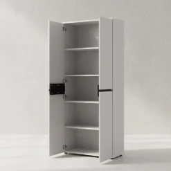 Aktenschrank STUTTGART, 197 cm hoch, 5 Ordnerhöhen, Soft-Close Greige