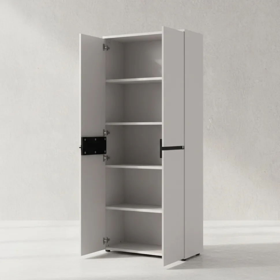 Aktenschrank STUTTGART, 197 cm hoch, 5 Ordnerhöhen, Soft-Close Greige