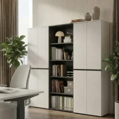 Aktenschrank STUTTGART, 197 cm hoch, 5 Ordnerhöhen, Soft-Close Greige