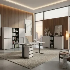 Aktenschrank STUTTGART, 197 cm hoch, 5 Ordnerhöhen, Soft-Close Greige