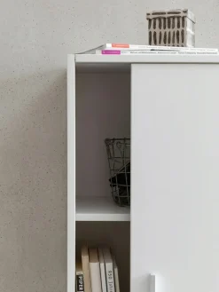 Aktenschrank – Weiß, 60x107,5x28,5 cm, Holz, schmal, Stauraum für Büro & Flur