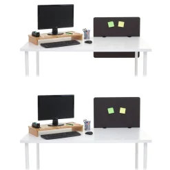 Akustik-Tischtrennwand MCW-G75, Büro-Sichtschutz Schreibtisch Pinnwand, doppelwandig Stoff/Textil ~ 60x65cm braun-grau