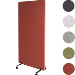 Akustik-Trennwand MCW-G77, Büro-Sichtschutz Raumteiler Pinnwand, doppelwandig rollbar Stoff/Textil ~ 167x80cm braun