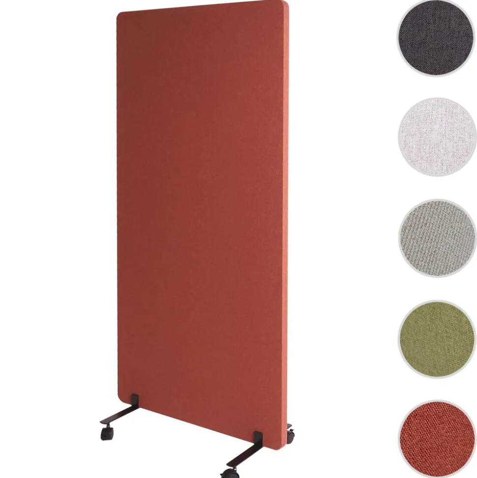 Akustik-Trennwand MCW-G77, Büro-Sichtschutz Raumteiler Pinnwand, doppelwandig rollbar Stoff/Textil ~ 167x80cm braun