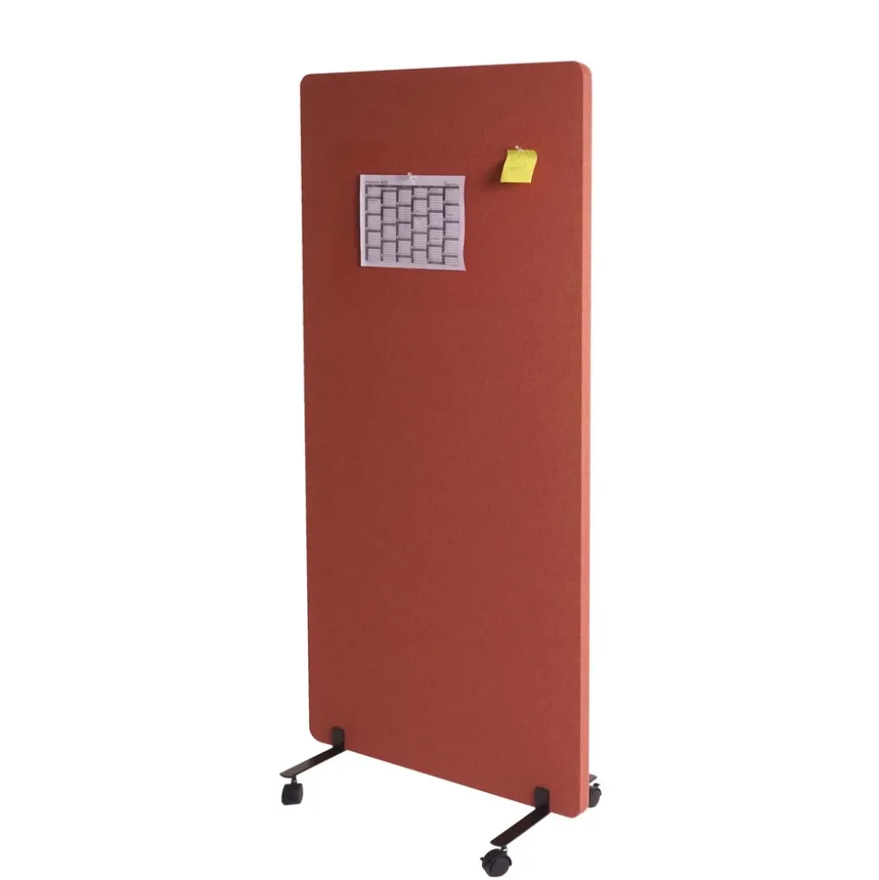 Akustik-Trennwand MCW-G77, Büro-Sichtschutz Raumteiler Pinnwand, doppelwandig rollbar Stoff/Textil ~ 167x80cm braun