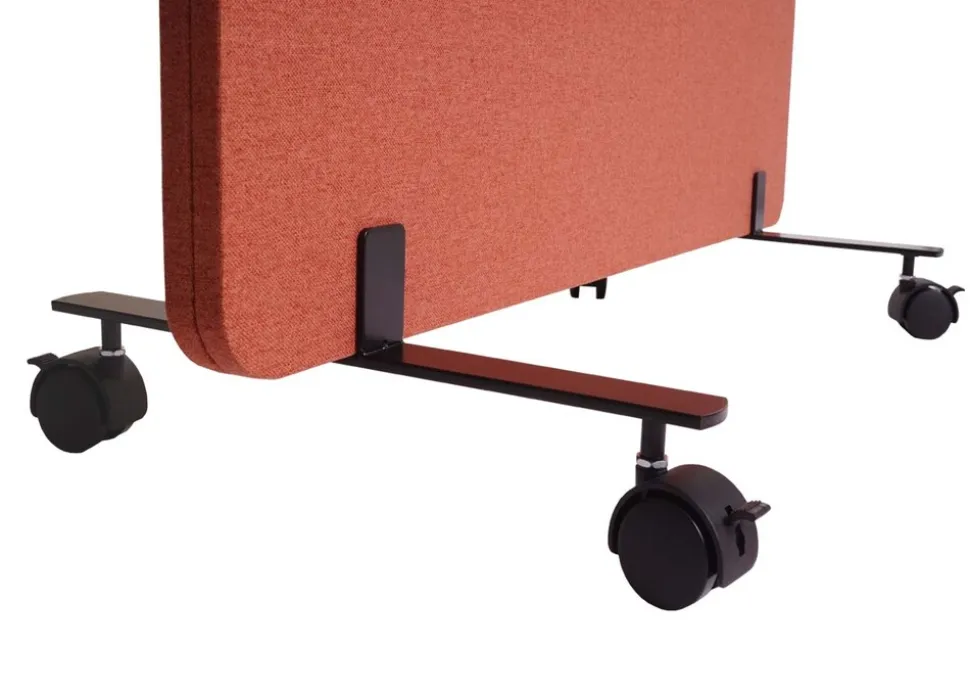 Akustik-Trennwand MCW-G77, Büro-Sichtschutz Raumteiler Pinnwand, doppelwandig rollbar Stoff/Textil ~ 167x80cm braun
