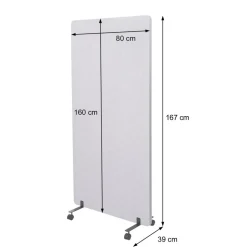 Akustik-Trennwand MCW-G77, Büro-Sichtschutz Raumteiler Pinnwand, doppelwandig rollbar Stoff/Textil ~ 167x80cm braun