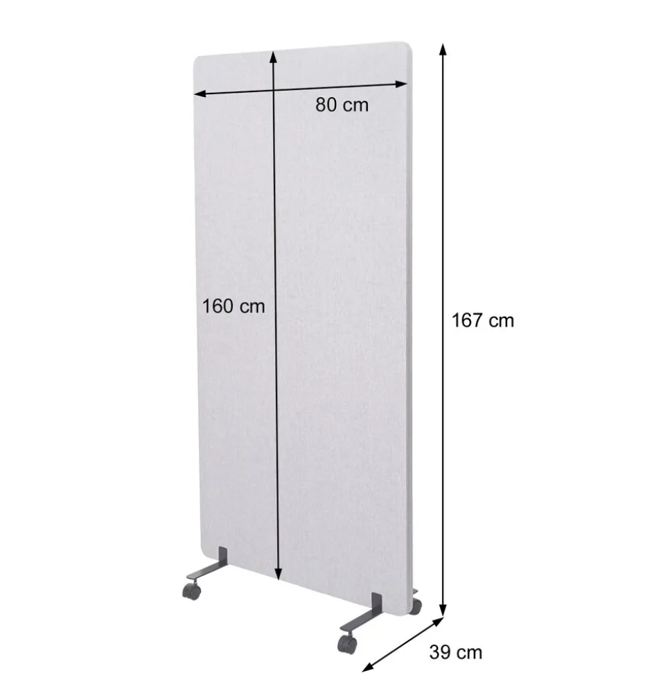 Akustik-Trennwand MCW-G77, Büro-Sichtschutz Raumteiler Pinnwand, doppelwandig rollbar Stoff/Textil ~ 167x80cm braun