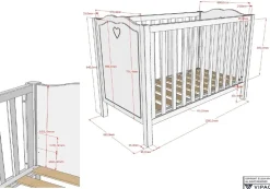 AMORI Babybett Liegefläche 60 x 120 cm, Lattenrost verstellbar, Weiß lackiert