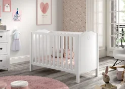 AMORI Babybett Liegefläche 60 x 120 cm, Lattenrost verstellbar, Weiß lackiert