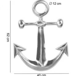 Anker Wanddeko Aluminium Silber 62x40cm Maritim Wanddeko Dekoanker Nautik