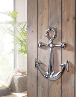 Anker Wanddeko Aluminium Silber 62x40cm Maritim Wanddeko Dekoanker Nautik