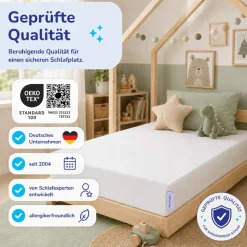 Arensberger Kindermatratze Babymatratze NORA | 70x140cm | Bezug waschbar & abnehmbar | punktelastischer Gelschaum | Jugendmatratze, allergikerfreundlich premium Bezug