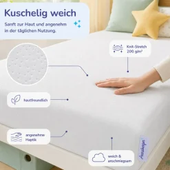Arensberger Kindermatratze Babymatratze NORA | 70x140cm | Bezug waschbar & abnehmbar | punktelastischer Gelschaum | Jugendmatratze, allergikerfreundlich premium Bezug