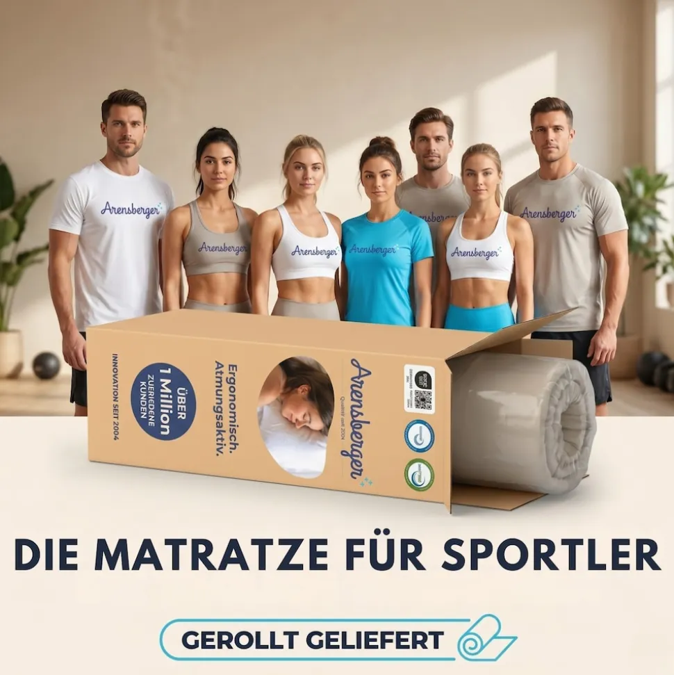 Arensberger LENA SPORT Taschenfederkernmatratze 160 x 200 cm | 21cm Sportmatratze H3 | Memoryschaum & Kaltschaum | Ergonomisch