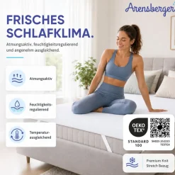 Arensberger Matratzen Topper ESSENCE, 90x200cm, Gelschaum Matratzentopper, waschbarer Bezug, geeignet für Federkern & Schaumstoff Matratzen, H2 H3, Matratzenauflage Höhe 5cm