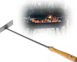 Aschekratzer mit Holzgriff Schürhaken Kohleschieber Feuerkratzer Glutschieber Kaminzubehör Kaminbesteck Stocheisen (1, Aschenkratzer)