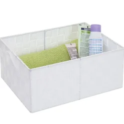 Aufbewahrungskorb MCW-C37, Dekokorb Korb Körbchen Aufbewahrung Regalkorb Deko 14x31x23cm ~ weiß