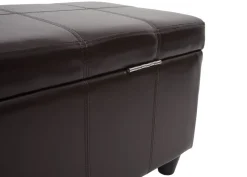 Aufbewahrungs-Truhe Kriens, Sitzbank Bank, Kunstleder, 45x114x45cm ~ braun