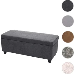 Aufbewahrungs-Truhe Kriens, Sitzbank Bank, Stoff/Textil, 45x114x45cm MVG-zertifiziert ~ dunkelgrau