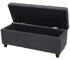 Aufbewahrungs-Truhe Kriens, Sitzbank Bank, Stoff/Textil, 45x114x45cm MVG-zertifiziert ~ dunkelgrau