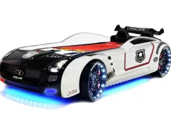 Autobett Kinderbett "Roadster Police" LED Sound Sportsitze Lattenrost Spoiler 90x190 cm