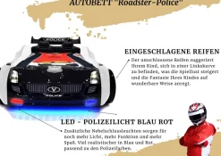 Autobett Kinderbett "Roadster Police" LED Sound Sportsitze Lattenrost Spoiler 90x190 cm