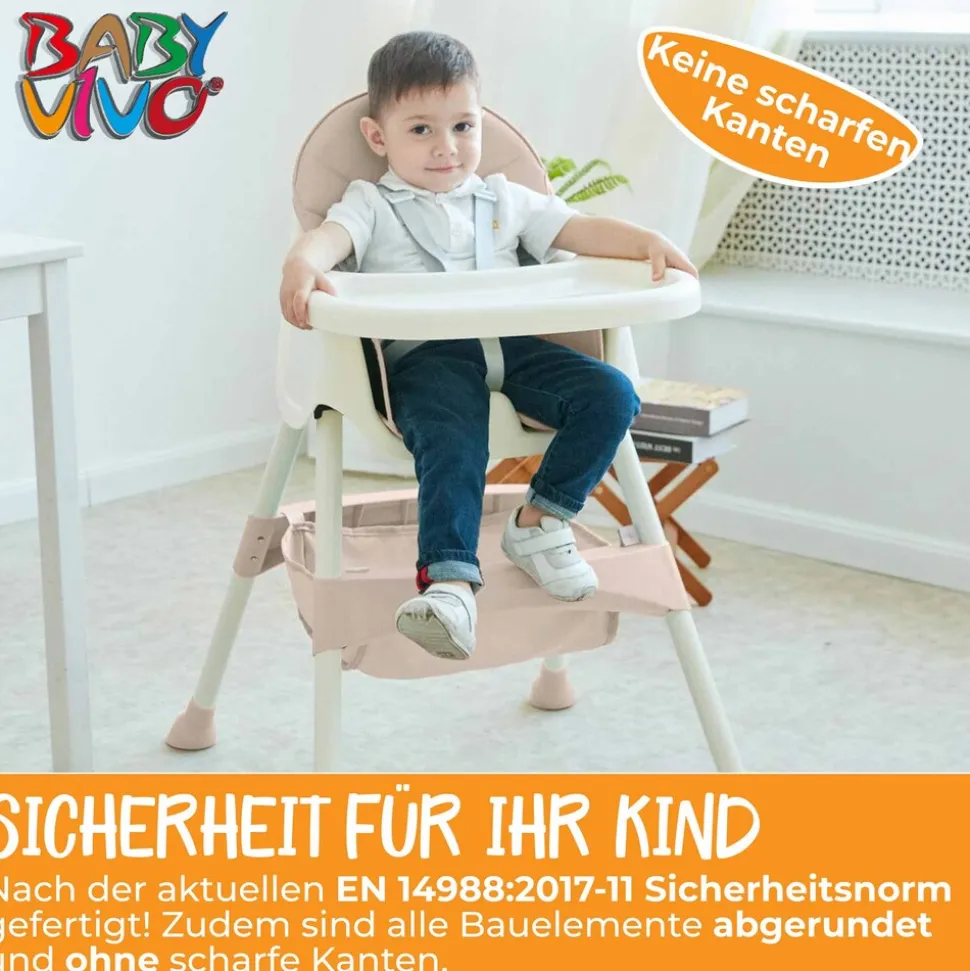 Baby Vivo Design 2in1 Kinderhochstuhl - Oscar in Pink