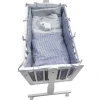 Baby Wiege Kinder Bett Stubenwagen Beistellbett + 9 tlg. Zubehör Weiß Grau