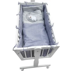 Baby Wiege Kinder Bett Stubenwagen Beistellbett + 9 tlg. Zubehör Weiß Grau