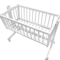 Baby Wiege Kinder Bett Stubenwagen Beistellbett + 9 tlg. Zubehör Weiß Grau