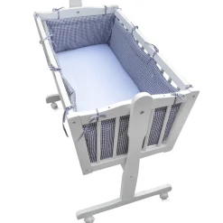 Baby Wiege Kinder Bett Stubenwagen Beistellbett + 9 tlg. Zubehör Weiß Grau