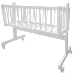 Baby Wiege Kinder Bett Stubenwagen Beistellbett + 9 tlg. Zubehör Weiß Grau