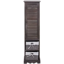 Badezimmerkommode MCW-H20, Badezimmer Schrank Badschrank Badregal, 120x27x29cm Massiv-Holz ~ shabby grau-braun