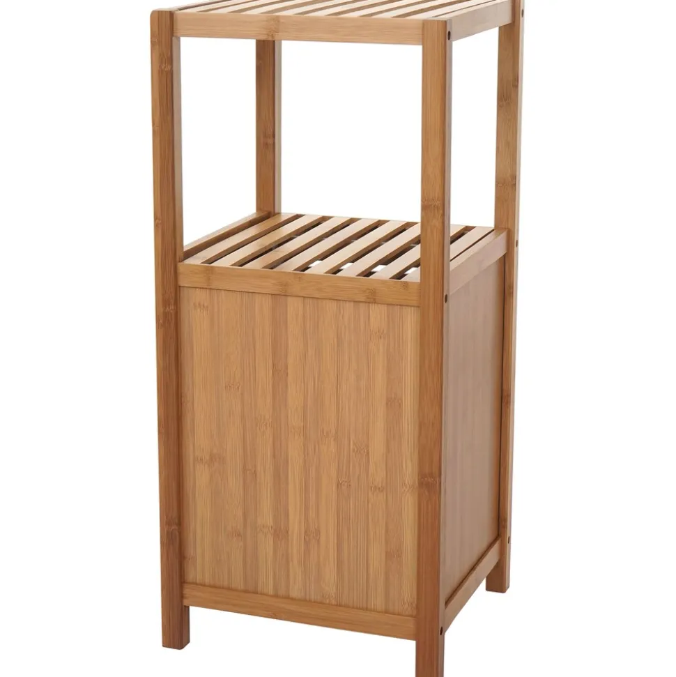 Badezimmerset MCW-B18, Komplett Badezimmer Badmöbel Badset Badschrank mit Tür, Bambus