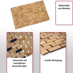 Badezimmerset MCW-B18, Komplett Badezimmer Badmöbel Badset Badschrank mit Tür, Bambus