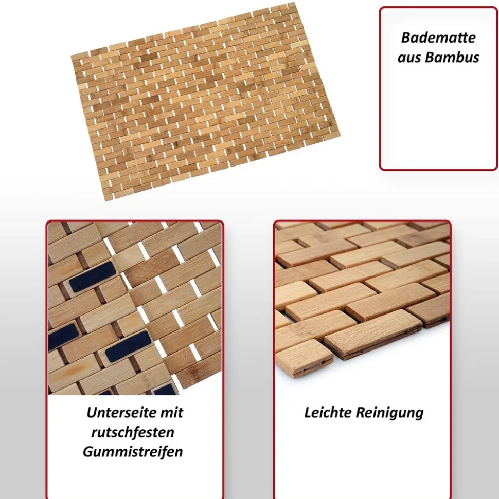 Badezimmerset MCW-B18, Komplett Badezimmer Badmöbel Badset Badschrank mit Tür, Bambus