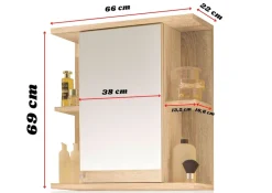 Badmöbel Spiegelschrank Badschrank mit Ablagen Sonoma