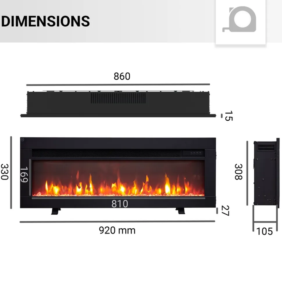 BALDERIA Elektrokamin Agnes 36 - Stand, Wand, Einbau, Heizung 1800 W