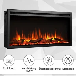 BALDERIA Elektrokamin Atalanta 40 - Einbaukamin mit Heizung 1500 W