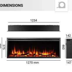 BALDERIA Elektrokamin Atalanta 50 - Einbaukamin mit Heizung 1500 W