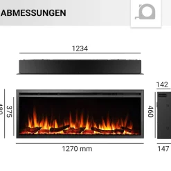 BALDERIA Elektrokamin Atalanta 50 - Einbaukamin mit Heizung 1500 W