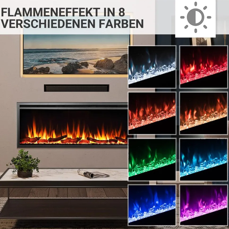 BALDERIA Elektrokamin Atalanta 50 - Einbaukamin mit Heizung 1500 W