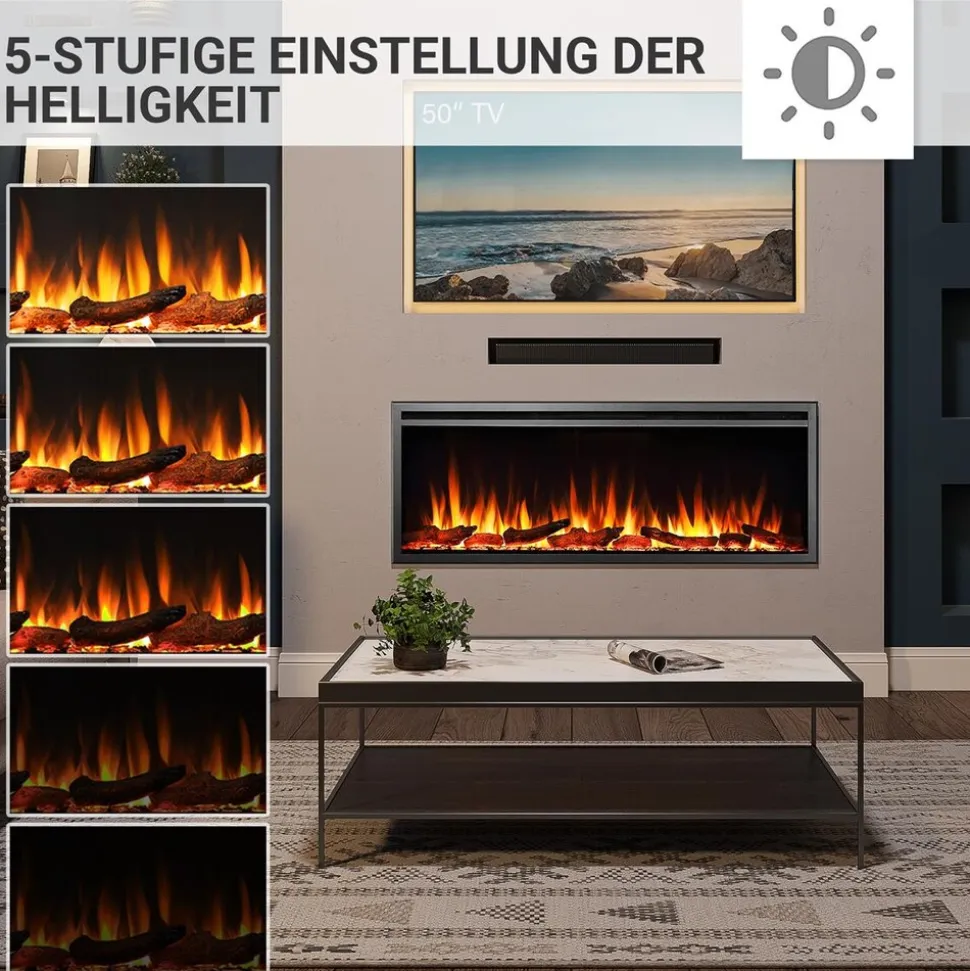 BALDERIA Elektrokamin Atalanta 50 - Einbaukamin mit Heizung 1500 W