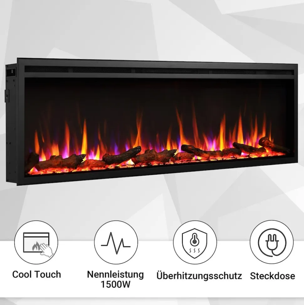 BALDERIA Elektrokamin Atalanta 50 - Einbaukamin mit Heizung 1500 W