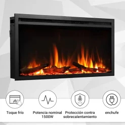 BALDERIA Elektrokamin Atalanta 33 - Einbaukamin mit Heizung 1500 W