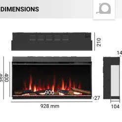 BALDERIA Elektrokamin Athena 36 - Einbau, Heizung 1500 W, App-Funktion