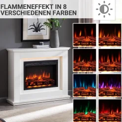 BALDERIA Elektrokamin Baldur - Standkamin mit Heizung 2000 W, weiß